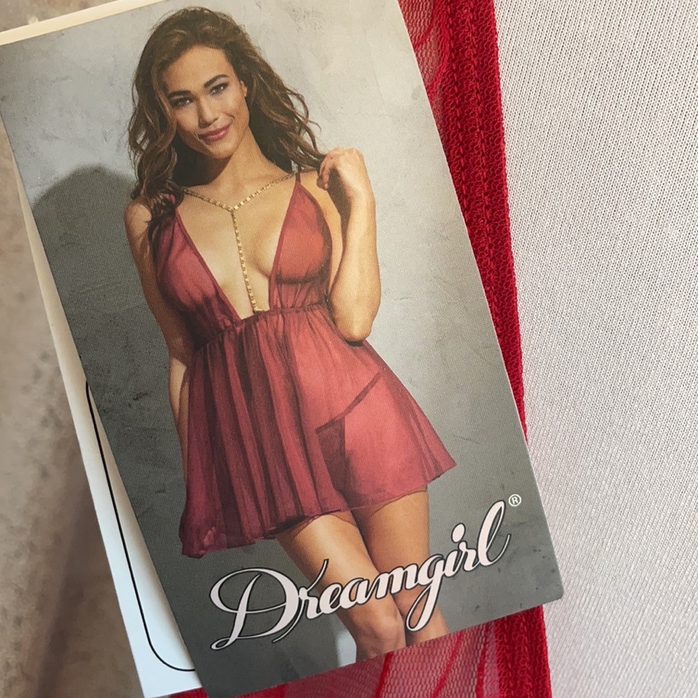 Dreamgirl Garnet Gold Chain BabyDoll NWT